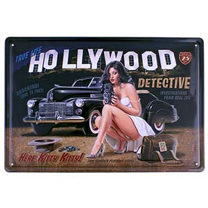 Kovová retro tabuľa Hollywood 30x20cm